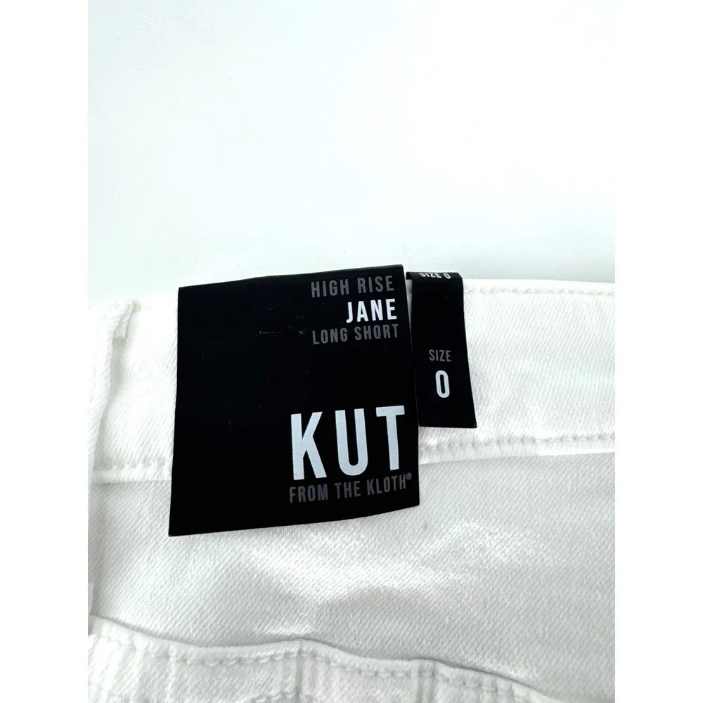 KUT from the Kloth Jane High Rise Long Short Optic White Size 0 NWT